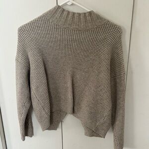 Neutral Cropped Knit Sweater